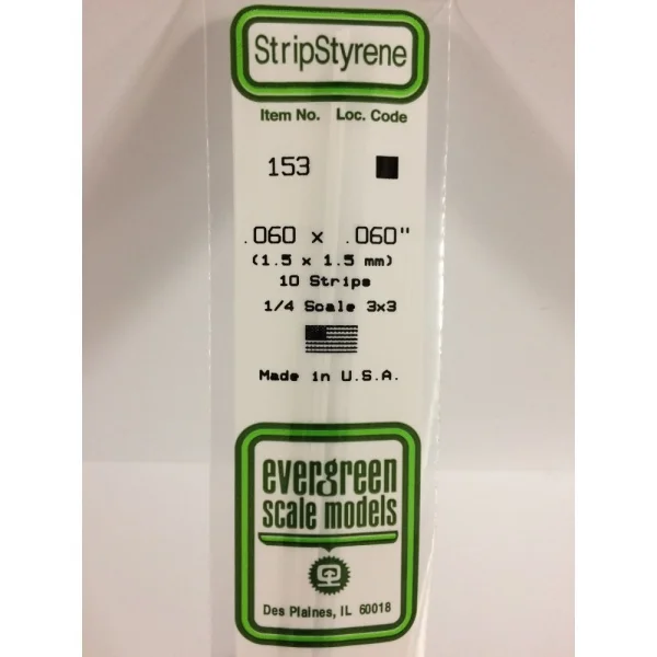 Evergreen [6-153] 14 Strip .060 x .060 (100 per pack)