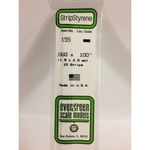 Evergreen 14in (35cm) Strip .060x.100in (10 per pack)