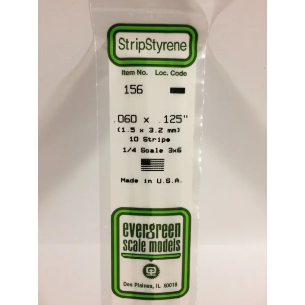 Evergreen [6-156] 14 Strip .060 x .125 (100 per pack)