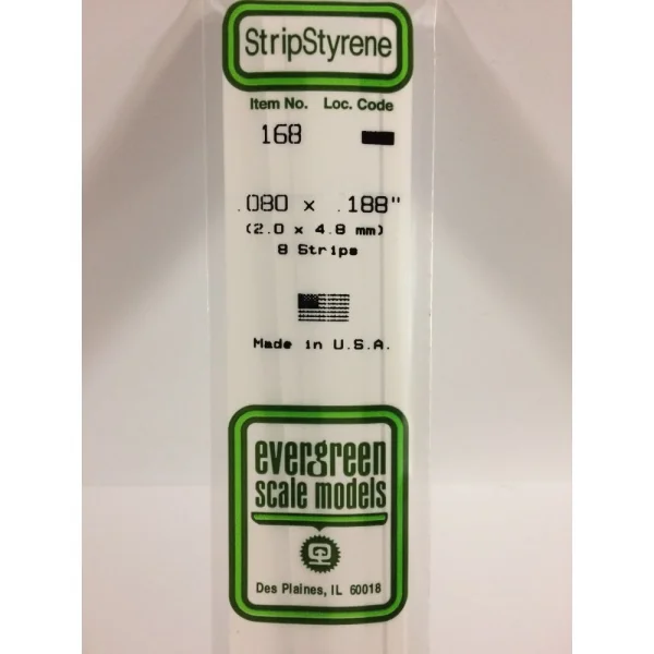 Evergreen 14in (35cm) Strip .080x.188in (8 per pack)