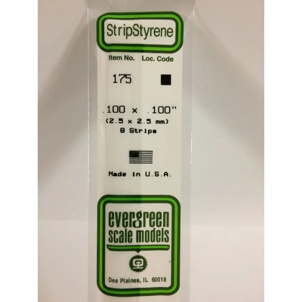 Evergreen 14in (35cm) Strip .100x.100in (8 per pack)
