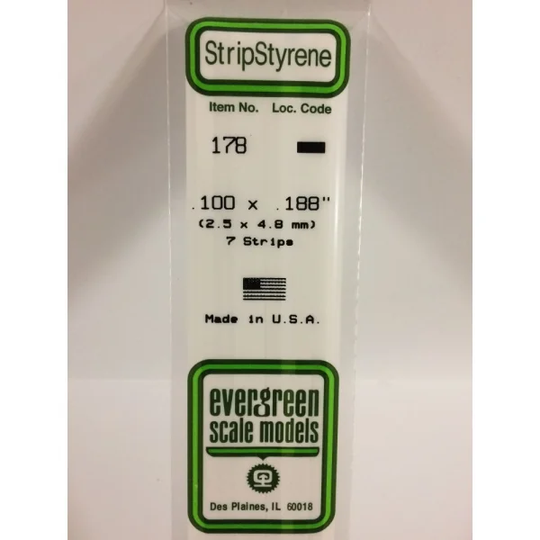 Evergreen 14in (35cm) Strip .100x.188in (7 per pack)