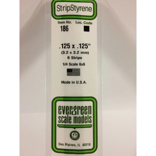 Evergreen 14in (35cm) Strip .125x.125in (6 per pack)