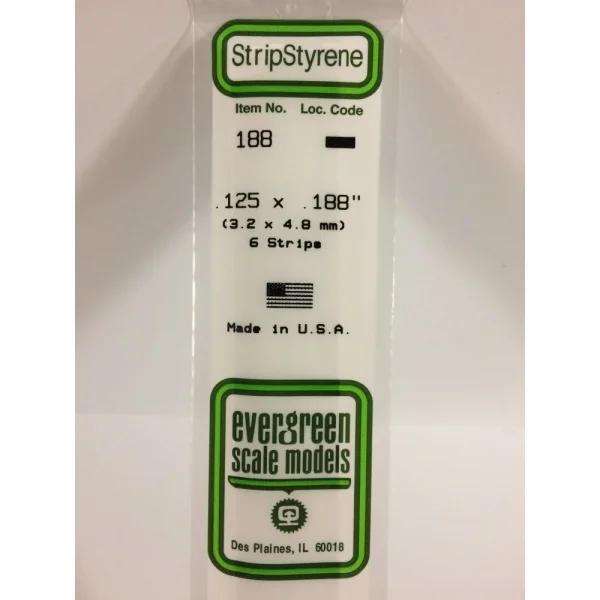 Evergreen [6-188] 14 Strip .125 x .188 (100 per pack)