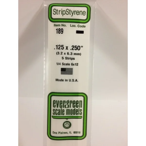 Evergreen 14in (35cm) Strip .125x.250in (5 per pack)
