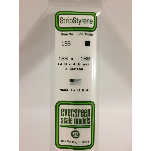 Evergreen 14in (35cm) Strip .188x.188in (4 per pack)