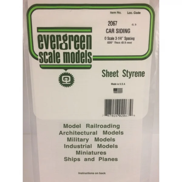 Evergreen [12067] 12 x 24 Car Siding .020 Thick (1 sheet per pack)
