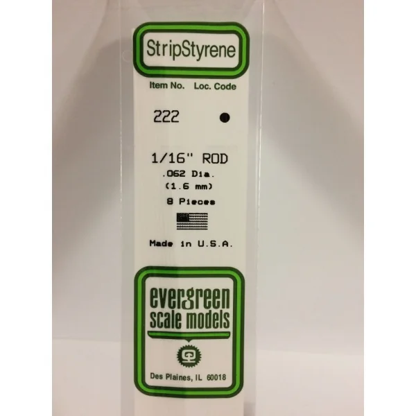 Evergreen 14in (35cm) Rod .062in (1:16in) (8 per pack)