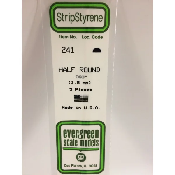 Evergreen [6-241] 14 Half Round Strip .060 (100 per pack)