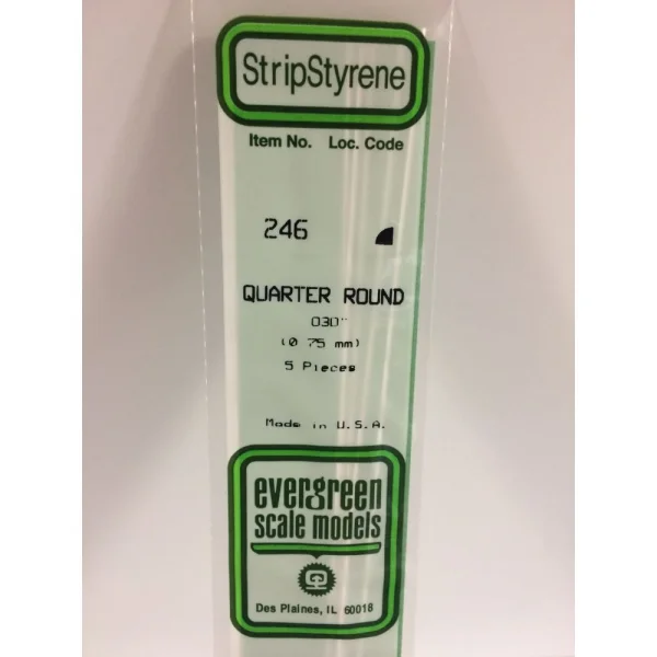 Evergreen 14in (35cm) Quarter Round Strip .030in (5 per pack)