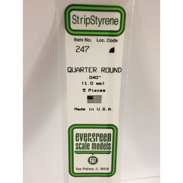 Evergreen 14in (35cm) Quarter Round Strip .040in (5 per pack)