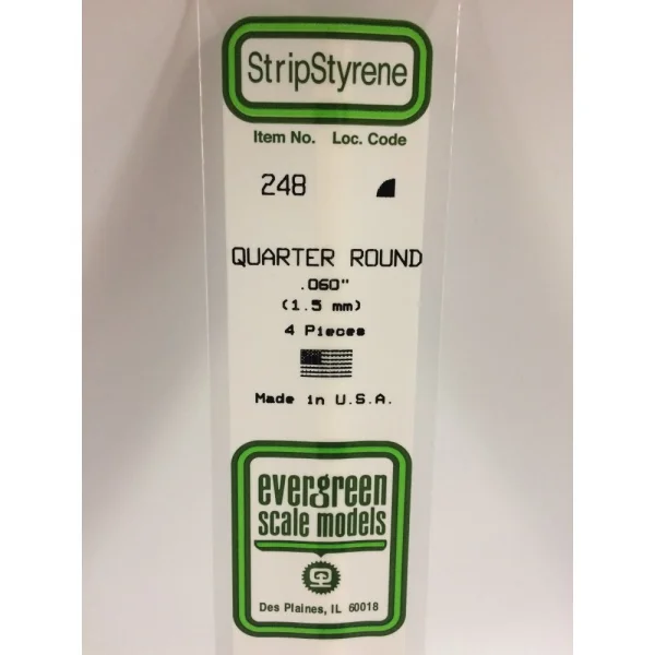 Evergreen 14in (35cm) Quarter Round Strip .060in (4 per pack)