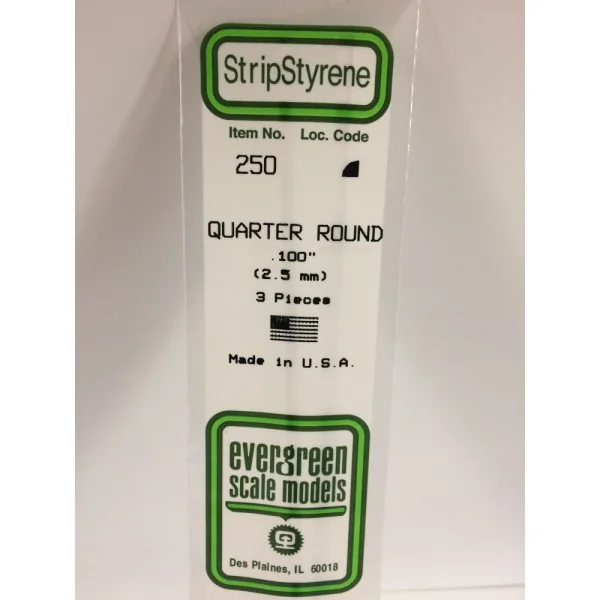 Evergreen 14in (35cm) Quarter Round Strip .100in (3 per pack)