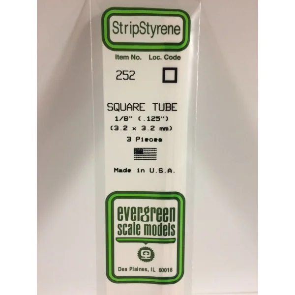 Evergreen [6-252] 14 Square Tube .125 (1:8) (100 per pack)