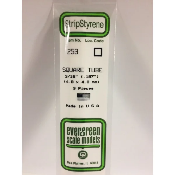 Evergreen 14in (35cm) Square Tube .188in (3/16in) (3 per pack) — image 5 of 5