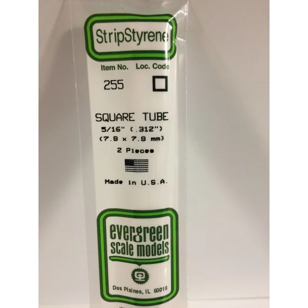 Evergreen [6-255] 14 Square Tube .312 (5/16) (100 per pack)