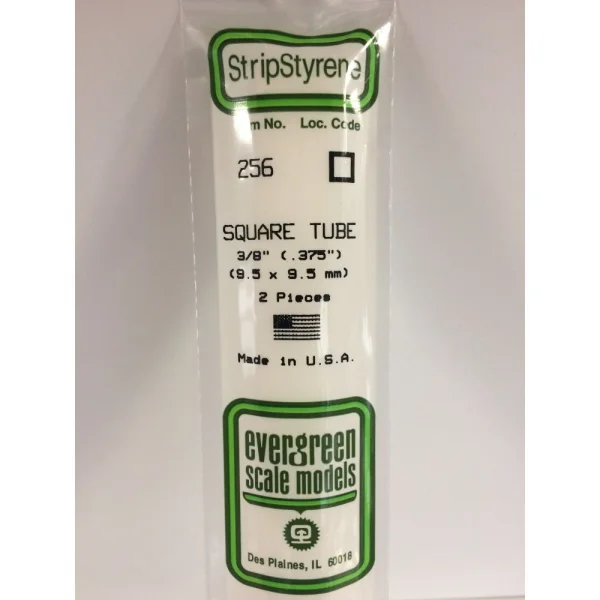 Evergreen [6-256] 14 Square Tube .375 (3/8) (100 per pack)