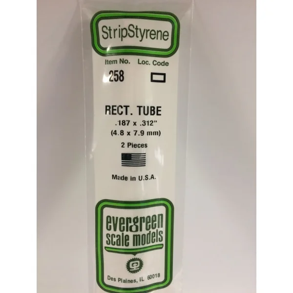 Evergreen [6-258] 14 Rectangular Tube .187 x .312 (100 per pack)