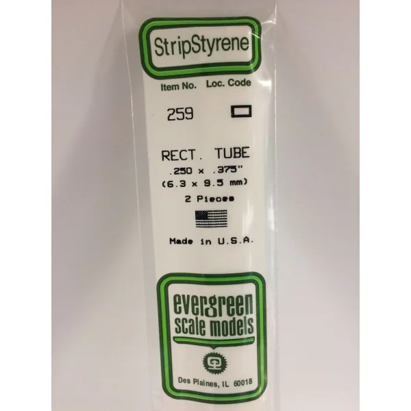 Evergreen 14in (35cm) Rectangular Tube .250x.375in (2 per pack)