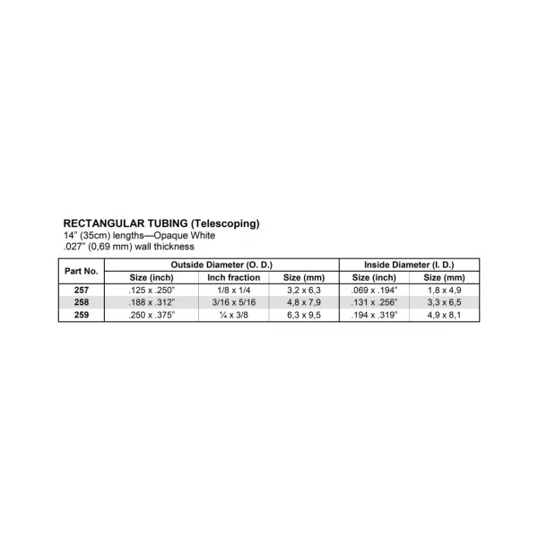 Evergreen [6-258] 14 Rectangular Tube .187 x .312 (100 per pack)