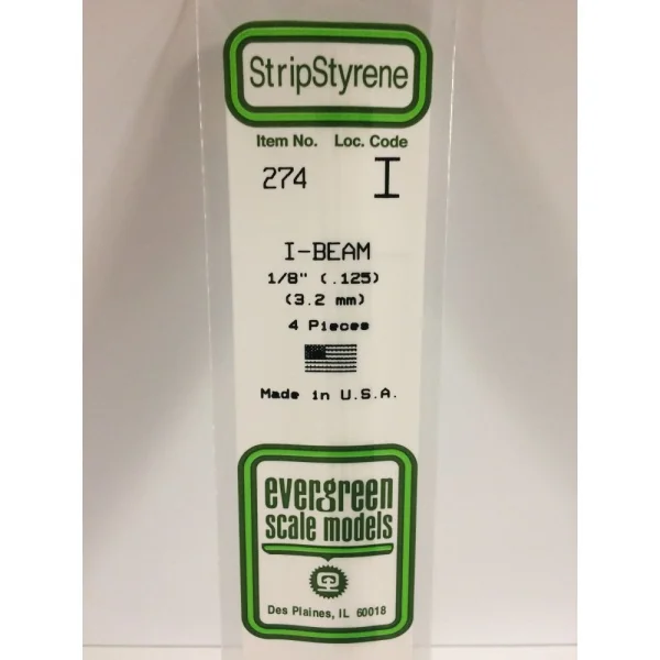 Evergreen 14in (35cm) I-Beam .125in (1:8in) (4 per pack)