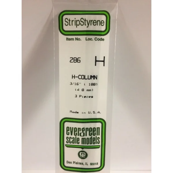 Evergreen [6-286] 14 H-Column .188 (3/16) (100 per pack)