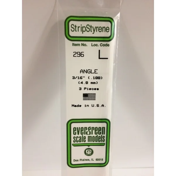 Evergreen [6-296] 14 Angle .188 (3/16) (100 per pack)