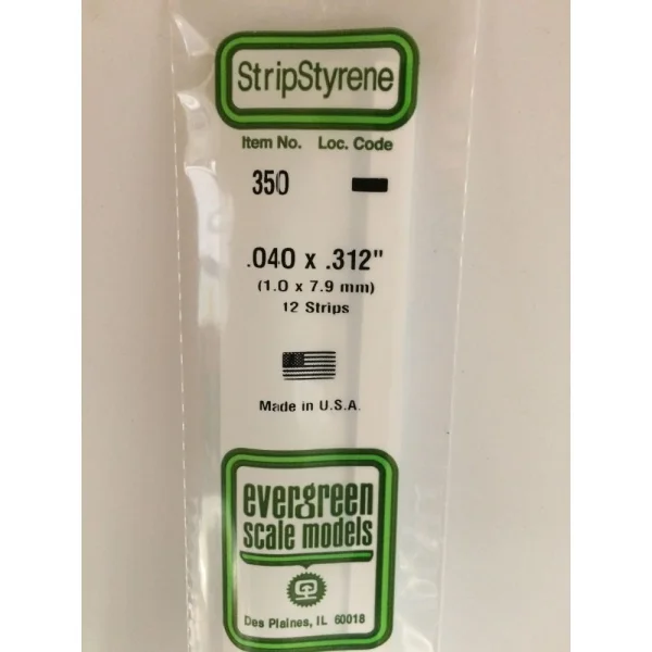 Evergreen 24in (60cm) Strip .040x.312in (12 per pack)