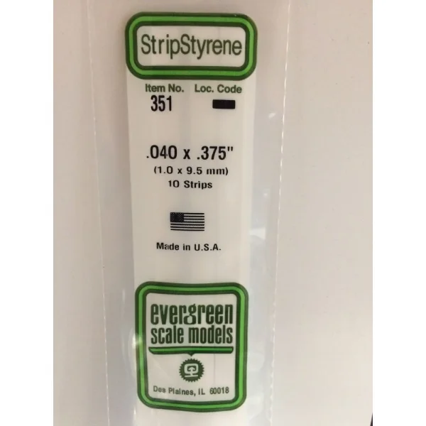 Evergreen 24in (60cm) Strip .040x.375in (10 per pack)