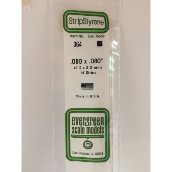 Evergreen [6-364] 24 Strip .080 x .080 (50 per pack)