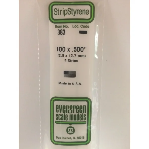 Evergreen 24in (60cm) Strip .100x.500in (5 per pack)