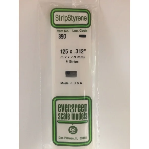 Evergreen 24in (60cm) Strip .125x.312in (6 per pack)