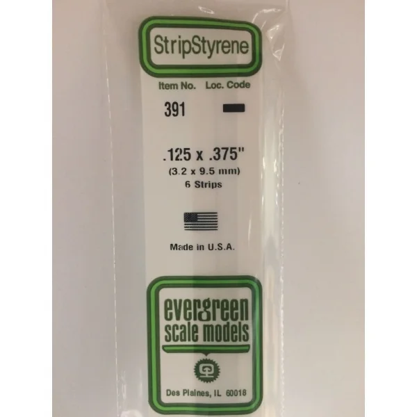 Evergreen 24in (60cm) Strip .125x.375in (6 per pack)