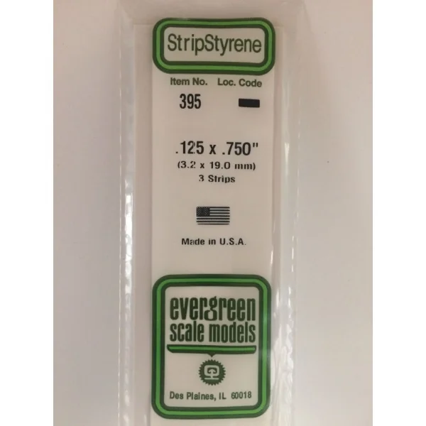Evergreen 24in (60cm) Strip .125x.750in (3 per pack)