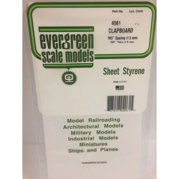 Evergreen [14061] 12 x 24 Clapboard Siding .040 Thick .060 Spacing (1 sheet per pack)