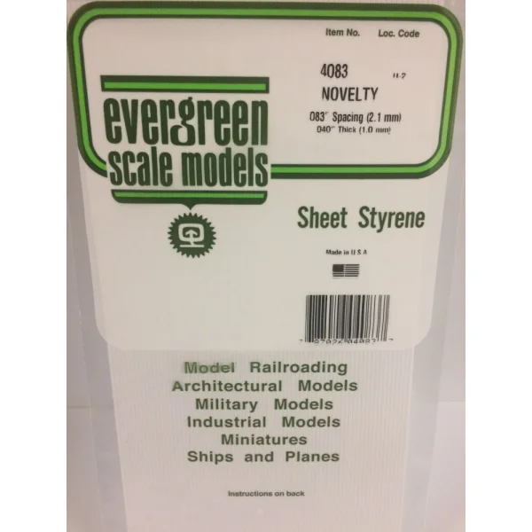 Evergreen 6x12in (15x30cm) Novelty Siding Sheet .040in (1.0mm) Thick .083in Spacing (1 Sheet per pack)