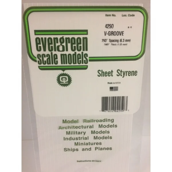 Evergreen [14250] 12 x 24 V-Groove Siding .040 Thick .250 Spacing (1 sheet per pack)