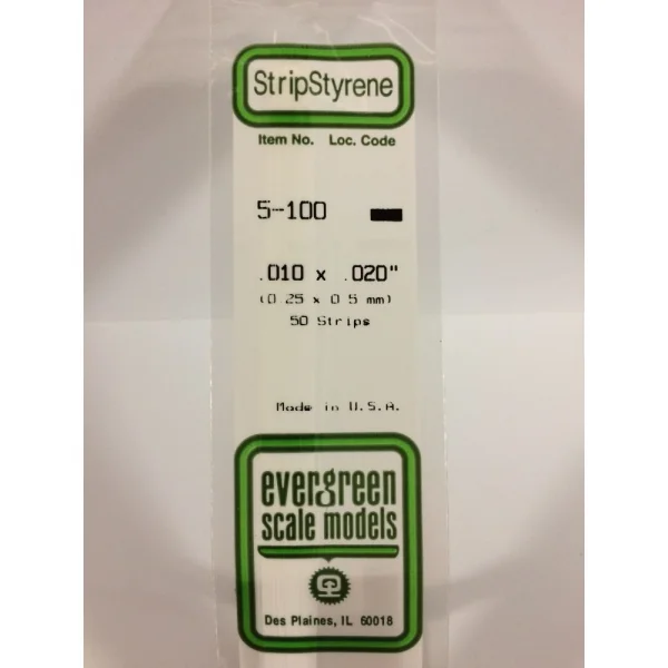 Evergreen [5-100] 14 Strip .010 x .020 (50 per pack)