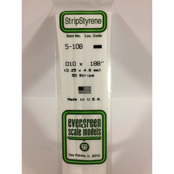 Evergreen [5-108] 14 Strip .010 x .188 (50 per pack)