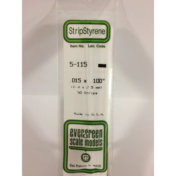 Evergreen [5-115] 14 Strip .015 x .100 (50 per pack)