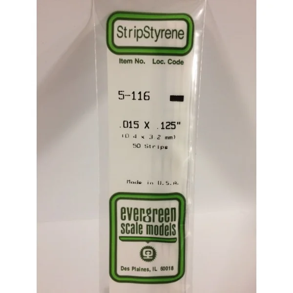 Evergreen [5-116] 14 Strip .015 x .125 (50 per pack)