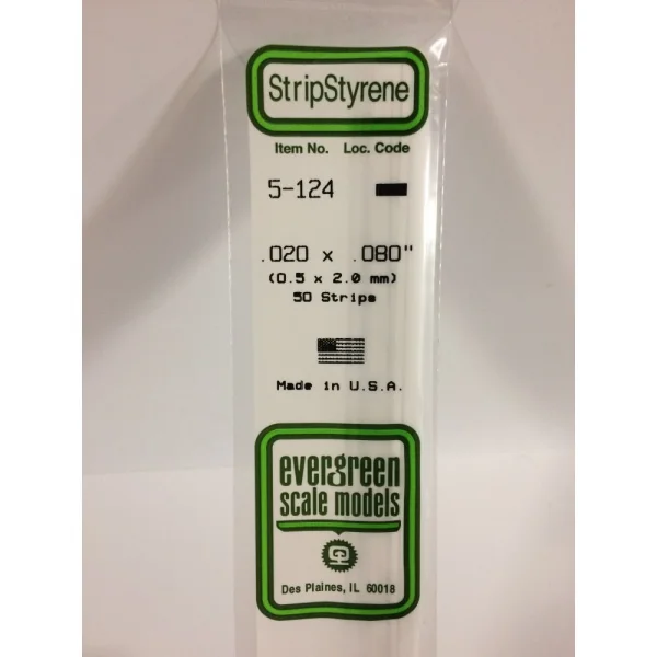 Evergreen [5-124] 14 Strip .020 x .080 (50 per pack)