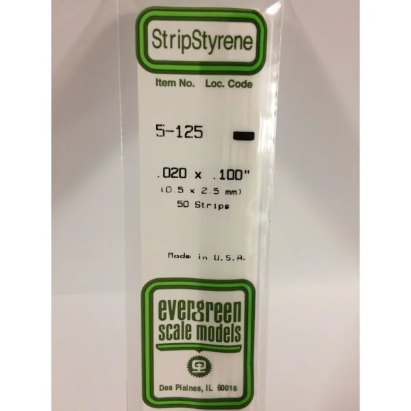 Evergreen [5-125] 14 Strip .020 x .100 (50 per pack)