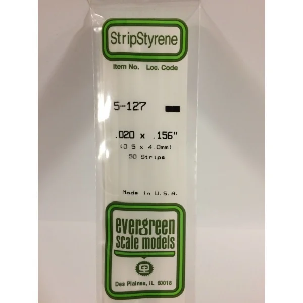 Evergreen [5-127] 14 Strip .020 x .156 (50 per pack)