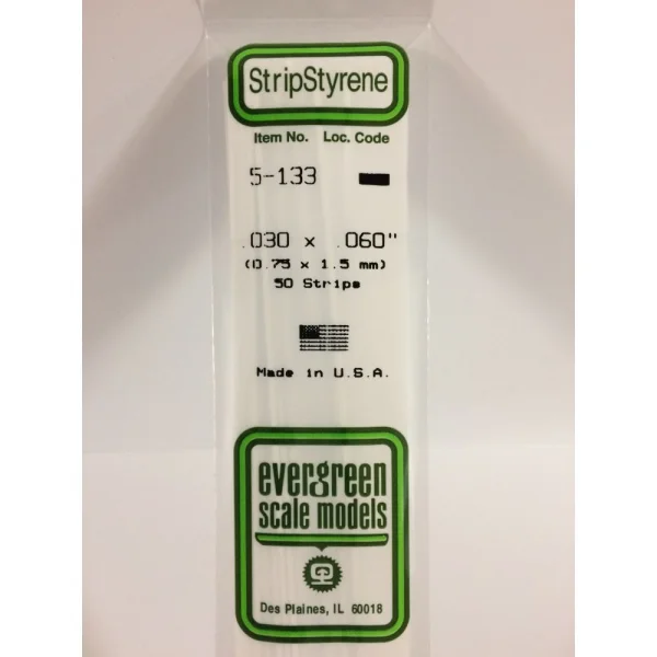 Evergreen [5-133] 14 Strip .030 x .060 (50 per pack)