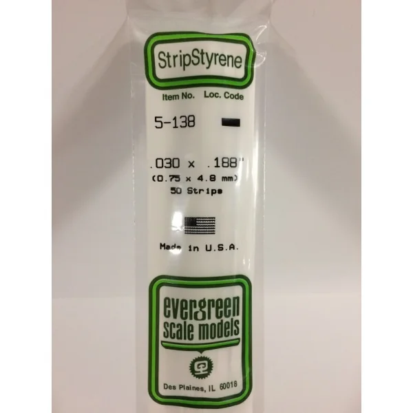 Evergreen [5-138] 14 Strip .030 x .188 (50 per pack)
