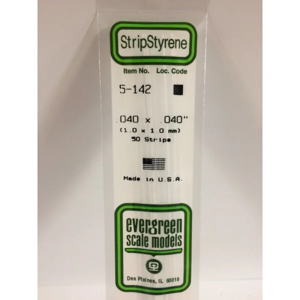Evergreen [5-142] 14 Strip .040 x .040 (50 per pack)