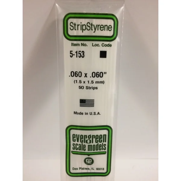 Evergreen [5-153] 14 Strip .060 x .060 (50 per pack)
