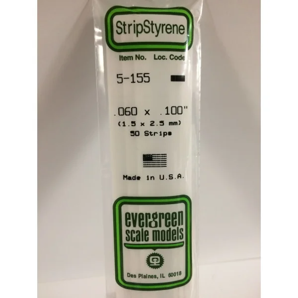 Evergreen [5-155] 14 Strip .060 x .100 (50 per pack)