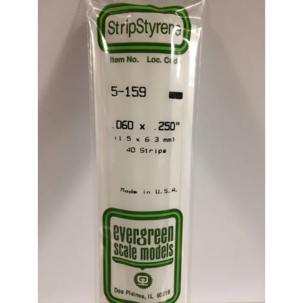 Evergreen [5-159] 14 Strip .060 x .250 (40 per pack)